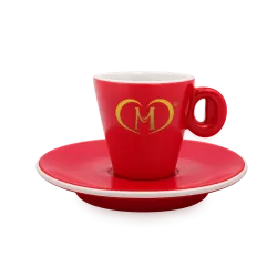 Tazzina Rossa Mara Caffè con Piattino