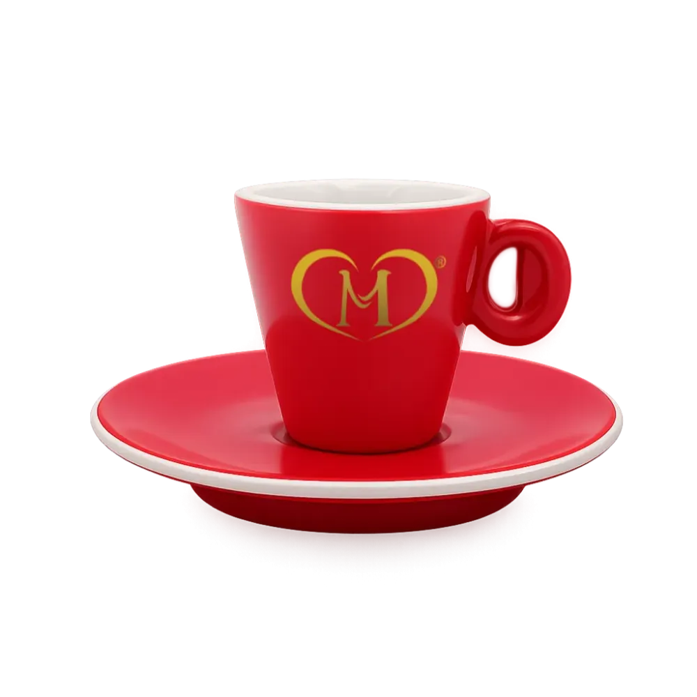 Tazzina Rossa Mara Caffè con Piattino