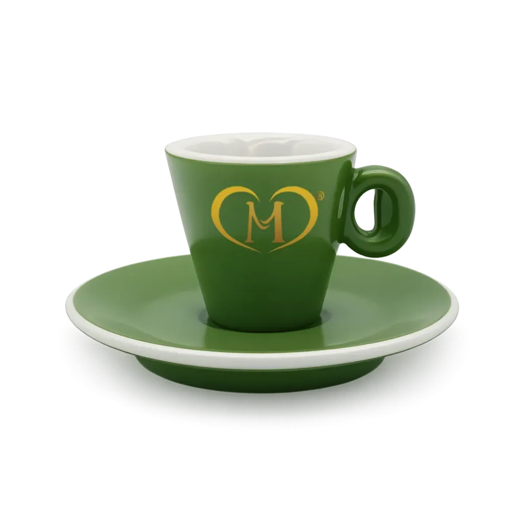 Tazzina Verde Mara Caffè con Piattino