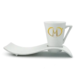 Tazzina Bianca Mara caffè con Piattino Design