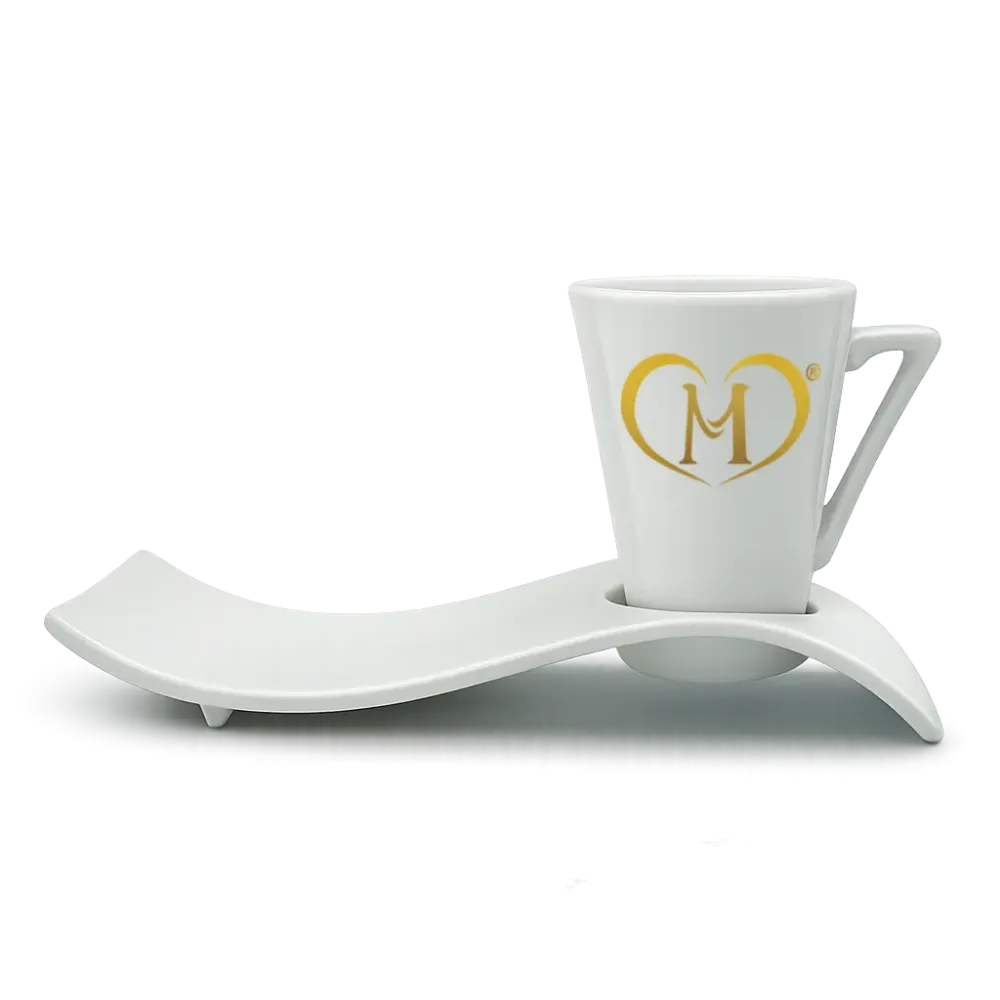 Tazzina Bianca Mara caffè con Piattino Design