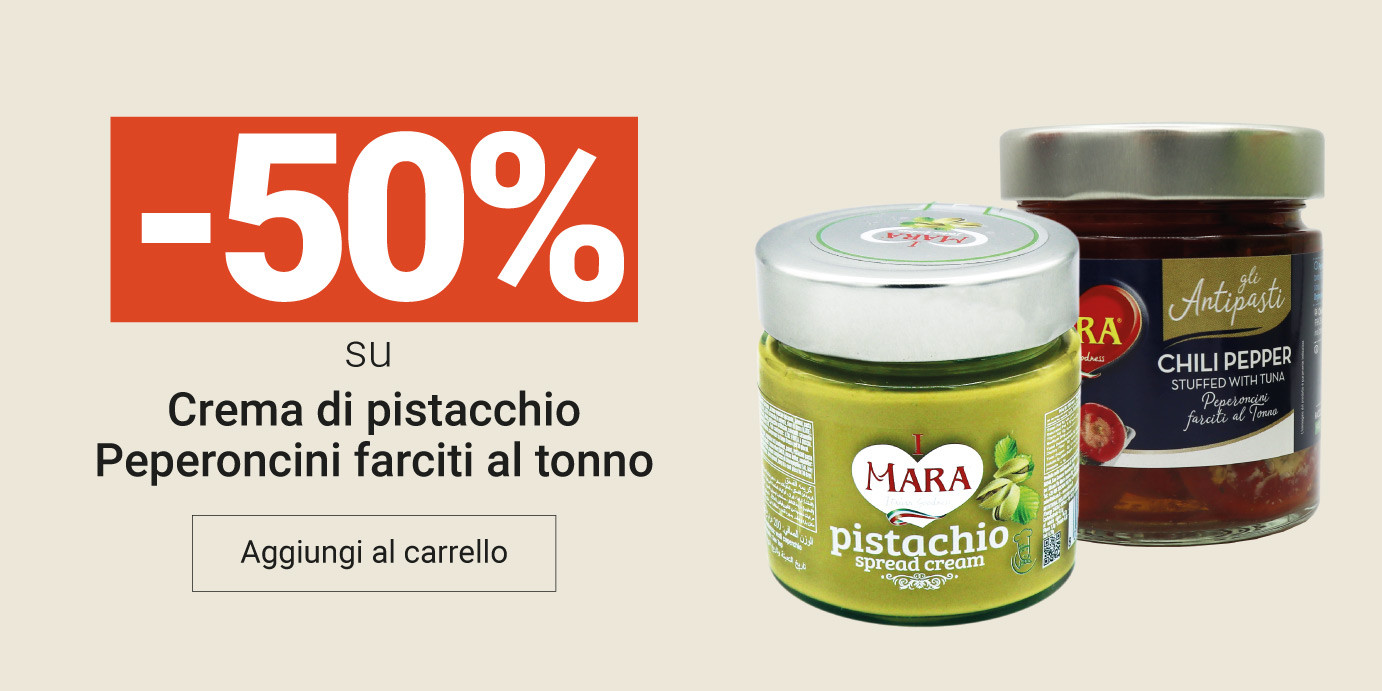 -50% su peperoni e pistacchio